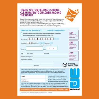 WaterAid donation form.